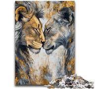 Puzzle da 1000 pezzi per adulti e adolescenti, dipinto astratto di un leone, aiuta il cervello a esercitare i giocattoli avvincenti per coltivare la pazienza e l'interazione genitore-figlio, 26x38cm