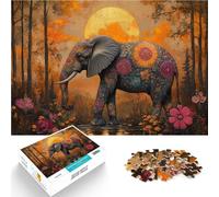 Puzzle da 1000 pezzi per adulti e adolescenti “Dipinto astratto Elefante” Fatto di legno，per età 14+ Home Giochi Educativi Giocattoli Fai da Te perché è ideale come regalo per tutta la famiglia。