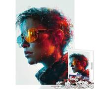 Puzzle da 1000 pezzi per adulti e adolescenti donna con occhiali da sole ritratto astratto giocattoli fai da te regalo per compleanni giochi educativi stimolazione intellettuale dimensioni 38x52cm