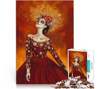 Puzzle da 1000 pezzi per adulti e adolescenti “Donna in rosso del Giorno dei Morti” Fatto di carta，da 14 anni in su Gioco di decorazione della casa Regalo di compleanno di Natale。misurare：38x52cm
