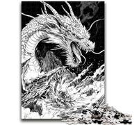Puzzle da 1000 pezzi per adulti e adolescenti, drago bianco e nero, puzzle per adolescenti, antistress, per trascorrere il tempo libero e per l'interazione genitore-figlio (50x75cm)