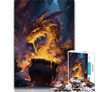 Puzzle da 1000 pezzi per adulti e adolescenti drago d'oro puzzle per adulti antistress sfida difficile regali di Babbo Natale segreto 75x50cm