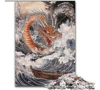 Puzzle da 1000 pezzi per adulti e adolescenti, drago giapponese, giocattoli antistress, regali unici per compleanni e anni 14+ dimensioni 26x38cm