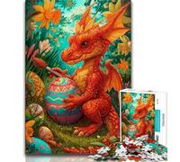 Puzzle da 1000 pezzi per adulti e adolescenti drago rosso e uovo di Pasqua puzzle per adulti gioco stimolante giocattoli decorazione da parete regali unici per compleanno e Natale 75x50cm