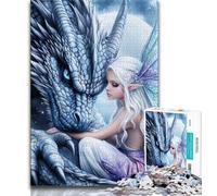 Puzzle da 1000 pezzi per adulti e adolescenti Drago volante e ragazza, giocattoli educativi per l'apprendimento, giochi per famiglie, adatti per la decorazione del desktop, 38x26cm