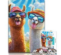 Puzzle da 1000 pezzi per adulti e adolescenti Due alpaca, giocattoli educativi per l'apprendimento, giochi per famiglie che migliorano l'amore tra coppie 38X26CM