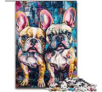 Puzzle da 1000 pezzi per adulti e adolescenti, due bulldog francesi, giocattoli educativi per l'apprendimento, giochi per famiglie, regali e compleanni unici dimensioni 26x38cm