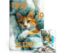 Puzzle da 1000 pezzi per adulti e adolescenti È ora di dormire, gatto Fatto di cartone Adatto a partire dai 14 anni Giocattolo sfida Decorazioni e regali unici per la casa misurare:26x38cm