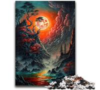 Puzzle da 1000 pezzi per adulti e adolescenti, eclissi lunare nebbiosa, aiuta il cervello a esercitare i giocattoli avvincenti per coltivare la pazienza, collezione di artisti, belle arti, 26x38cm