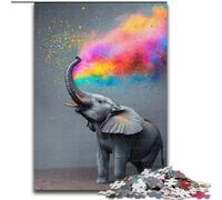 Puzzle da 1000 pezzi per adulti e adolescenti, elefante di fumo arcobaleno, gioco a quiz per migliorare l'amore tra coppie dai 14 anni in su (dimensioni 50x75cm)