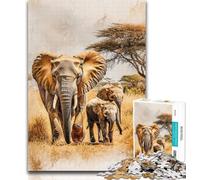 Puzzle da 1000 pezzi per adulti e adolescenti Elefanti africani Puzzle da 1000 pezzi, gioco stimolante, ideale come regalo per tutta la famiglia 50x75cm