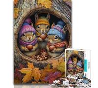 Puzzle da 1000 pezzi per adulti e adolescenti, famiglia di scoiattoli, aiuta il cervello a esercitare giocattoli avvincenti per coltivare la pazienza, decorazione perfetta 50x75cm