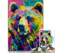 Puzzle da 1000 pezzi per adulti e adolescenti, fantasia con orso bruno, giochi educativi, decorazione per la casa, gioco educativo per compleanno, Natale (38x26cm)