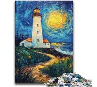 Puzzle da 1000 pezzi per adulti e adolescenti, faro sotto il cielo notturno, puzzle per adolescenti, gioco per famiglie, antistress, sfida difficile, adatto alle coppie (38x26cm)