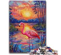 Puzzle da 1000 pezzi per adulti e adolescenti, fenicottero sul tramonto sull'acqua, per bambini dai 14 anni in su, giochi per famiglie, regali di Natale per donne, 50x75cm