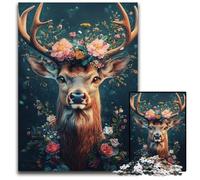 Puzzle da 1000 pezzi per adulti e adolescenti, fiori e cervi, divertenti giochi, ideale come regalo per tutta la famiglia, dai 14 anni in su, 50x75cm