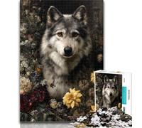 Puzzle da 1000 pezzi per adulti e adolescenti, fiori e lupi, puzzle per adulti, Relax Games, ideale come regalo per tutta la famiglia, 26x38cm
