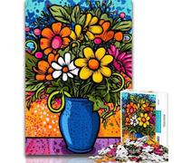 Puzzle da 1000 pezzi per adulti e adolescenti, Fiori in un vaso, 1000 pezzi per adulti, antistress, sfida difficile, regali di Babbo Natale segreto, 26x38cm