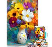 Puzzle da 1000 pezzi per adulti e adolescenti, fiori in un vaso, puzzle da dipingere, gioco stimolante, ideale come regalo per tutta la famiglia, 26x38cm