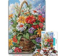 Puzzle da 1000 pezzi per adulti e adolescenti "Fiori nel cesto", giochi educativi, decorazione per la casa, ideale come regalo per tutta la famiglia (38x26cm)