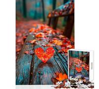 Puzzle da 1000 pezzi per adulti e adolescenti foglia a forma di cuore su una panchina del parco decorazione per la casa giocattoli opere d'arte regali giochi divertenti migliorare l'amore tra coppie