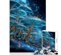 Puzzle da 1000 pezzi per adulti e adolescenti funghi blu luminosi in un paesaggio fantasy decorazione per la casa giocattoli opere d'arte regali giochi divertenti migliorare l'amore tra coppie38x26cm