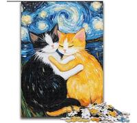 Puzzle da 1000 pezzi per adulti e adolescenti, gatti che abbracciano il cielo notturno, per bambini dai 14 anni in su, ideale come regalo per tutta la famiglia e gli amici (dimensioni 50x75cm)