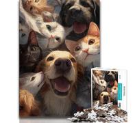 Puzzle da 1000 pezzi per adulti e adolescenti, gatti e cani, 1000 pezzi per adulti, giochi divertenti, decorazione da parete, regali unici per compleanno e Natale (dimensioni 75x50cm)