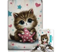 Puzzle da 1000 pezzi per adulti e adolescenti, gattino, antistress, per ammazzare il tempo, lista dei desideri con Babbo Natale, 50x75cm