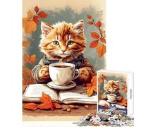 Puzzle da 1000 pezzi per adulti e adolescenti gattino che si gode il caffè giocattolo decorazione da parete regali di Babbo Natale segreto giochi divertenti per migliorare l'amore tra coppie 38x26cm