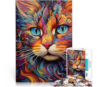 Puzzle da 1000 pezzi per adulti e adolescenti Gatto astratto Fatto di cartone per età 14+ Vacanze a casa: ammazzare il tempo Regali di giochi impegnativi misurare：26x38cm/10.24 x 14.96pollice