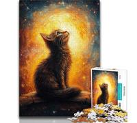 Puzzle da 1000 pezzi per adulti e adolescenti, gatto che guarda il cielo, sfida difficile antistress, ogni pezzo è unico, gioco divertente e stimolante per tutta la famiglia, 50x75cm