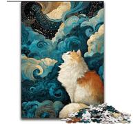 Puzzle da 1000 pezzi per adulti e adolescenti Gatto che guarda le stelle, giocattoli educativi per l'apprendimento, giochi per famiglie, regali e compleanni unici dimensioni 26x38cm