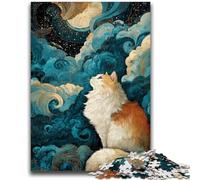 Puzzle da 1000 pezzi per adulti e adolescenti Gatto che guarda le stelle per età 14 anni e oltre Giochi per famiglie Gioco di Natale Regali per donne 50x75cm