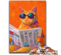 Puzzle da 1000 pezzi per adulti e adolescenti, gatto che legge un giornale, puzzle da 1000 pezzi, antistress, sfida difficile, regali di Babbo Natale segreto, 38x26cm