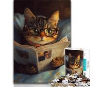 Puzzle da 1000 pezzi per adulti e adolescenti,gatto che legge un giornale,puzzle per adolescenti,giochi educativi,decorazione per la casa,adatto per la decorazione del desktop (dimensioni 75x50cm)