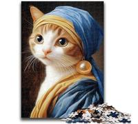 Puzzle da 1000 pezzi per adulti e adolescenti Gatto con l'orecchino di perla Adatto per età dai 14 anni in su Giochi per famiglie Offerta come regalo per tutta la famiglia 38x26cm