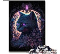Puzzle da 1000 pezzi per adulti e adolescenti, gatto con luce nera, per 14+ anni, gioco impegnativo come regalo per tutta la famiglia e gli amici (dimensioni 50x75cm)