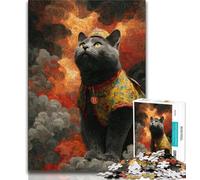 Puzzle da 1000 pezzi per adulti e adolescenti, gatto del capodanno cinese, aiuta il cervello a esercitare i giocattoli avvincenti per coltivare la pazienza e migliorare la memoria, 38x26cm