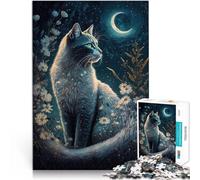 Puzzle da 1000 pezzi per adulti e adolescenti gatto e fiore al neon ,Adatto a partire dai 14 anni Giocattoli per la decorazione della casa perché è ideale come regalo per tutta la famiglia。