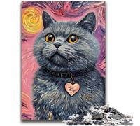 Puzzle da 1000 pezzi per adulti e adolescenti Gatto felice per bambini dai 14 anni in su Gioco impossibile Regalo di compleanno per Natale 50x75cm