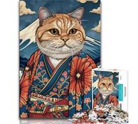 Puzzle da 1000 pezzi per adulti e adolescenti, gatto in stile giapponese, difficile da completare ma divertente e umoristico, regalo di compleanno, regali, decorazione murale 50x75cm