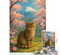 Puzzle da 1000 pezzi per adulti e adolescenti gatto nel paesaggio dei ciliegi in fiore giocattolo decorazione da parete regali di Babbo Natale segreto giochi divertenti per migliorare l'amore