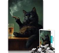 Puzzle da 1000 pezzi per adulti e adolescenti, gatto nero, giocattoli educativi per l'apprendimento, giochi per famiglie, regali di compleanno unici (75x50cm)