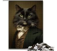 Puzzle da 1000 pezzi per adulti e adolescenti, gatto nero nobile, giochi educativi, decorazione per la casa, regalo di compleanno, regali, arte murale (dimensioni 50x75cm)