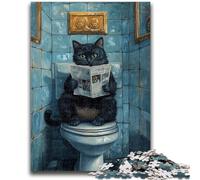 Puzzle da 1000 pezzi per adulti e adolescenti Gatto nero sul water Design vivace e unico Esperienza di puzzle rilassante e stimolante 50x75cm