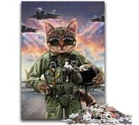 Puzzle da 1000 pezzi per adulti e adolescenti, gatto pilota nell'aeronautica militare, gioco educativo, giocattolo, decorazione unica per la casa e regali, 26x38cm