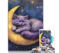 Puzzle da 1000 pezzi per adulti e adolescenti Gatto sulla luna, aiuta il cervello a esercitare giocattoli avvincenti per coltivare la pazienza e migliorare la memoria (38x26cm)