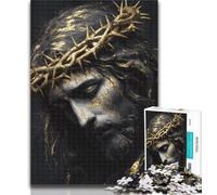 Puzzle da 1000 pezzi per adulti e adolescenti, Gesù d'oro, puzzle da 1000 pezzi, con poster abbinato e foglio di quiz per età 14+, 50x75cm