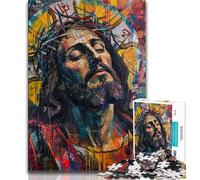 Puzzle da 1000 pezzi per adulti e adolescenti Gesù graffiti puzzle da 1000 pezzi antistress sfida difficile regali di Babbo Natale segreto 38x26cm